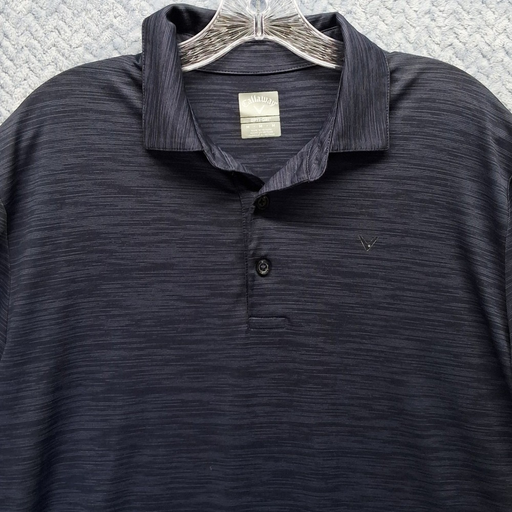 Callaway‎ Opti-Dri Mens Medium Navy Blue Space Dye Short Sleeve Golf Polo Shirt